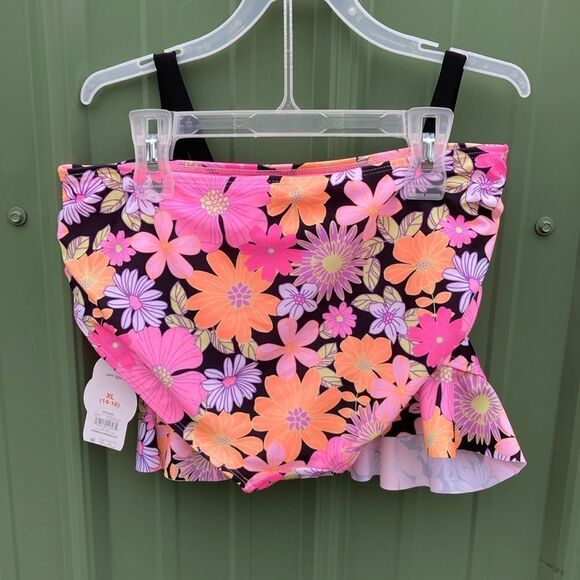 Girls Unicorn & Floral Printed Tankini Swimsuit Bathing Suit 2-Pack Size XL - Picture 3 of 11